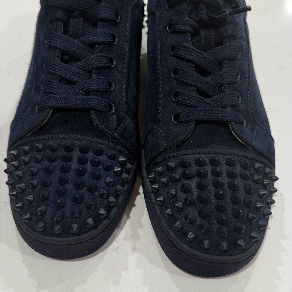 Christian Louboutin Navy Blue Spiked Sneakers